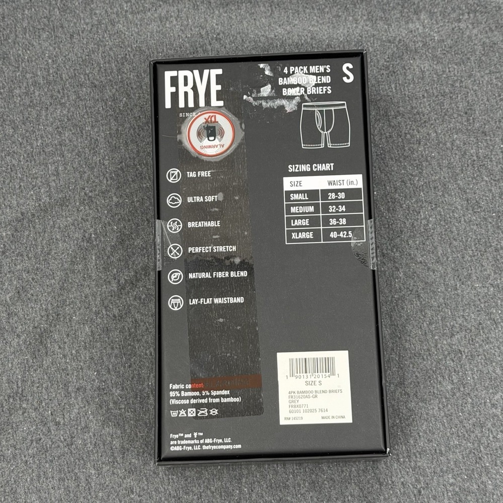 FRYE Boxer Briefs Men's 4 Pack Bamboo Blend Small Grey Shades New - Picture 2 of 3